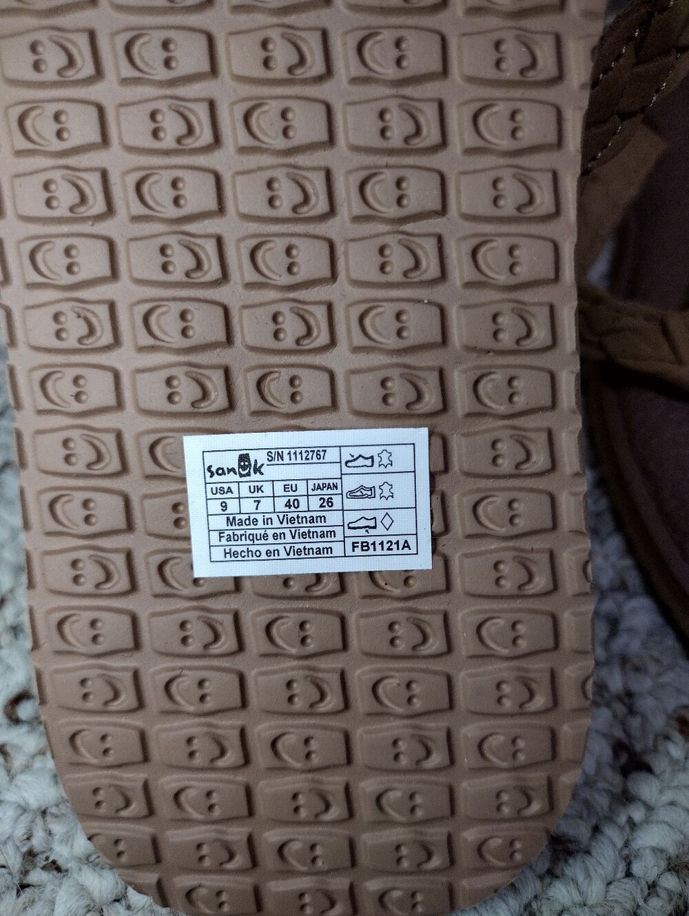 Sanuk Yoga Braid Tan Braided Leather Strap Flip-Flop Sandals - Picture 5 of 6